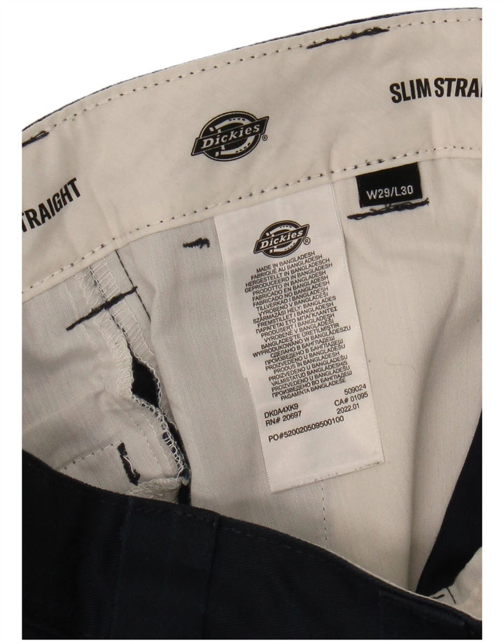 DICKIES Mens Slim Straight Chino Trousers W29 L30 Navy Blue Polyester