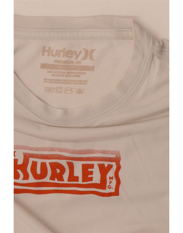 Мужская футболка премиум-класса Hurley с рисунком, топ среднего размера, белый хлопок, хлопок
