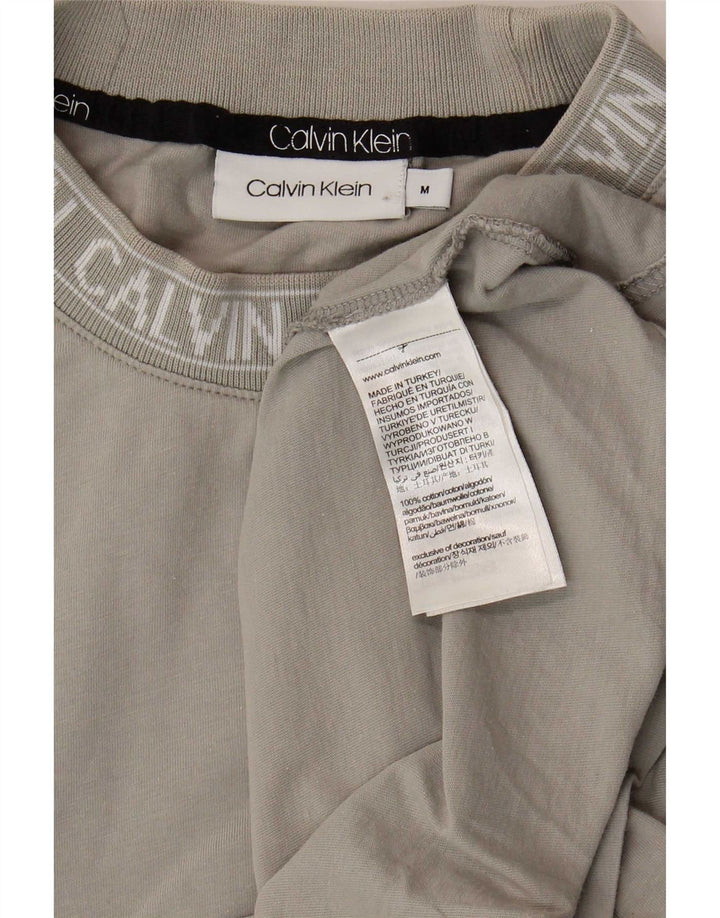 Мужская футболка с рисунком Calvin Klein, хлопковый топ среднего серого цвета