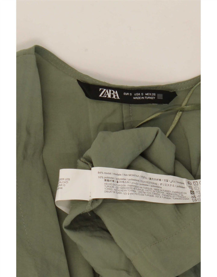 Женское платье с запахом Zara UK 10, маленький цвет хаки, модал
