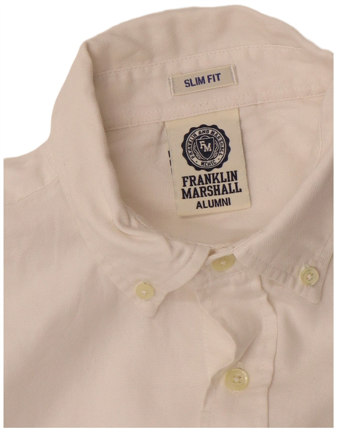 FRANKLIN MARSHALL Мужская приталенная рубашка среднего размера, белая