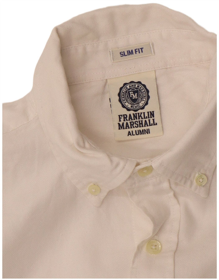 FRANKLIN MARSHALL Мужская приталенная рубашка среднего размера, белая