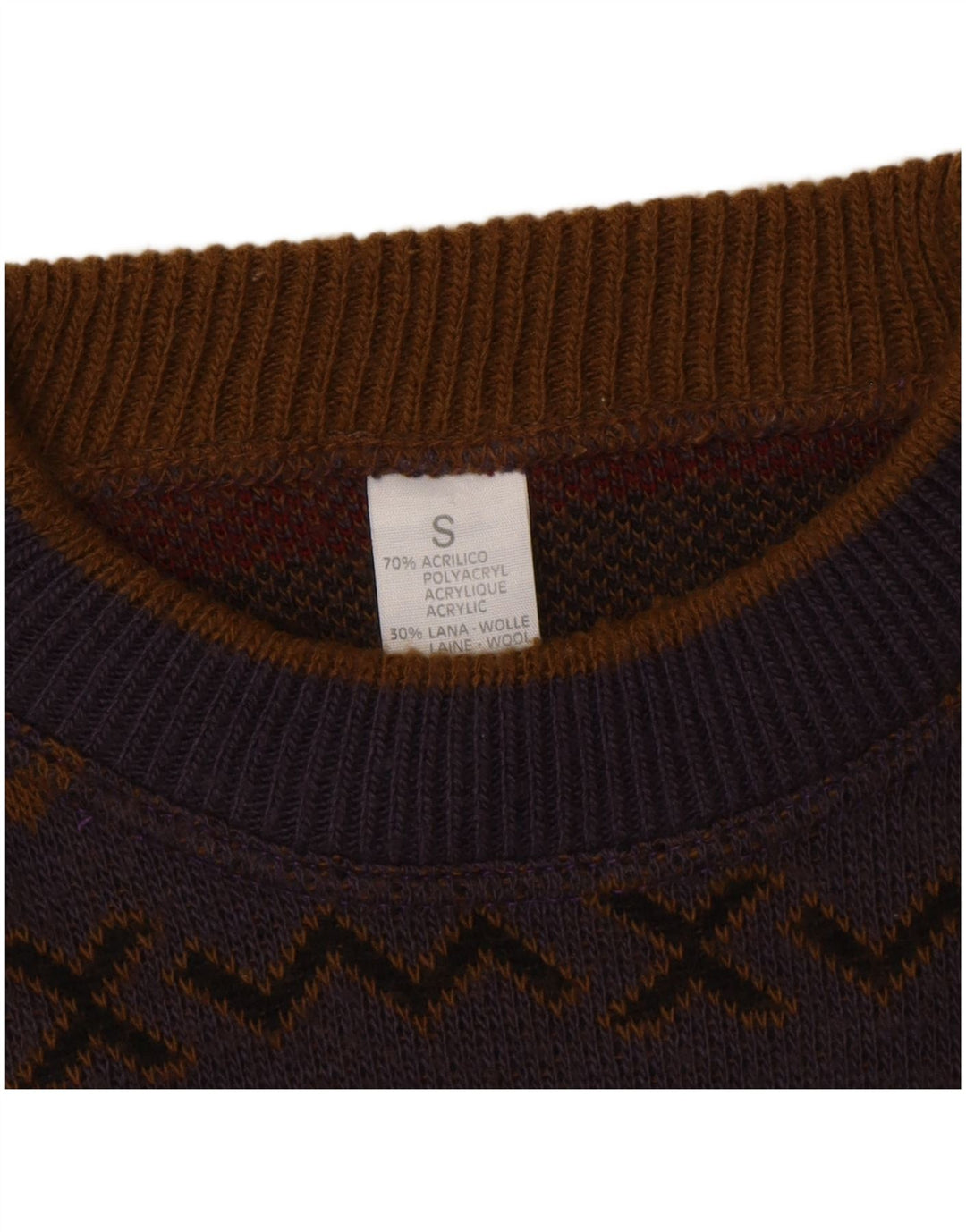 Винтажный мужской свитер с круглым вырезом, маленький разноцветный акриловый шеврон с шевроном