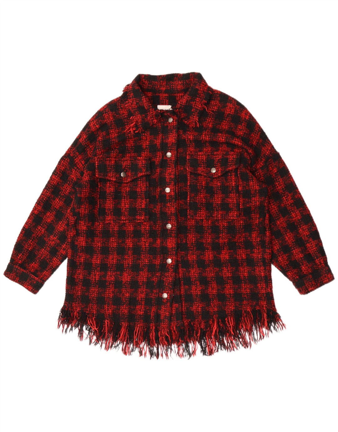 Женская верхняя рубашка Zara Oversized Shirt UK 14, средний красный акрил с узором «гусиные лапки»