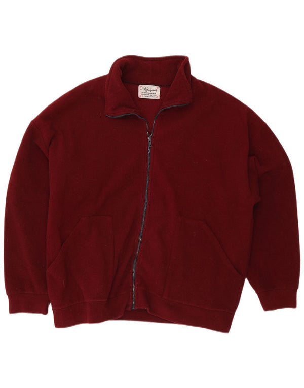 Vintage Mens Fleece Jacket UK 42 XL Maroon Polyester
