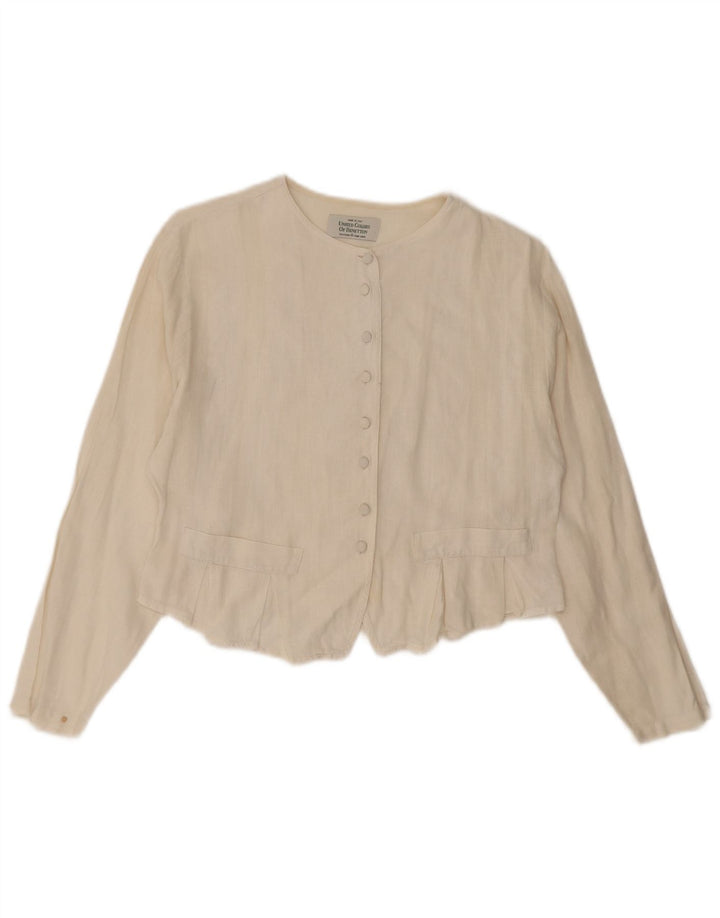 Женская укороченная блузка-рубашка Benetton UK 14 Medium Off White