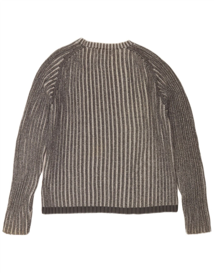 JACK & JONES Мужской джемпер с круглым вырезом, хлопковый свитер среднего серого цвета в полоску