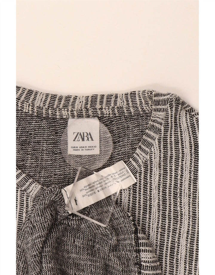 Zara Мужская футболка из хлопка среднего серого цвета в полоску