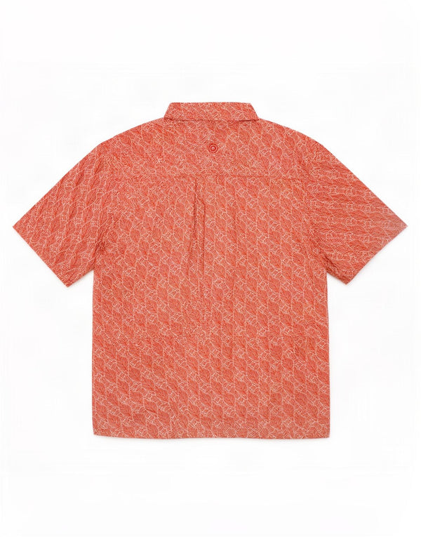 Fat Face Mens Short Sleeve Shirt XL Orange Floral Linen