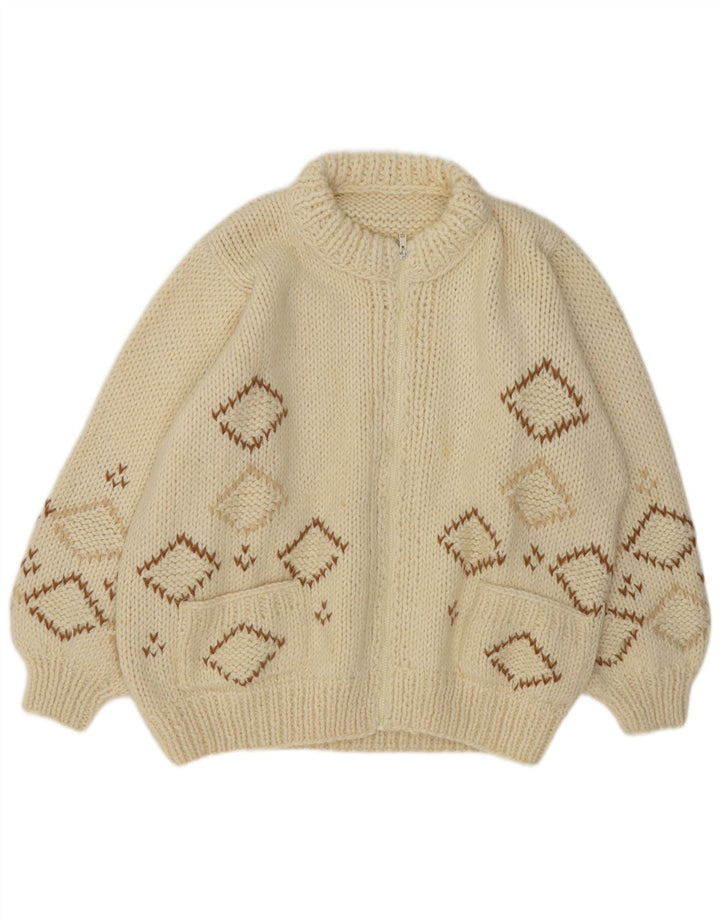 Винтажный мужской кардиган-свитер XL Off White Argyle/Diamond