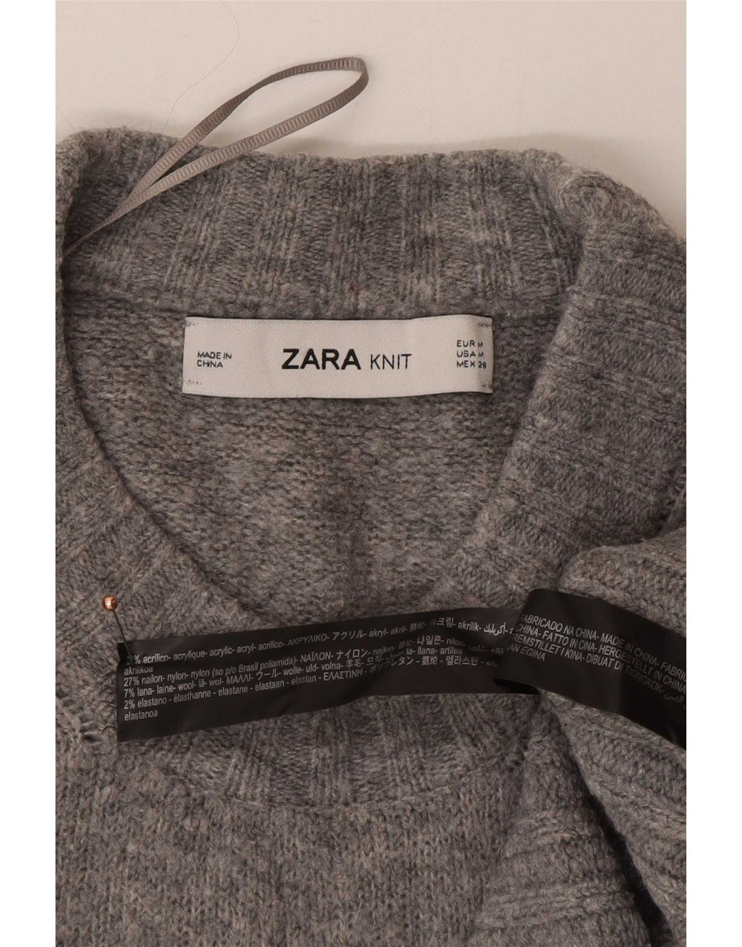 Женский свободный джемпер с круглым вырезом Zara UK 14, средний серый акрил