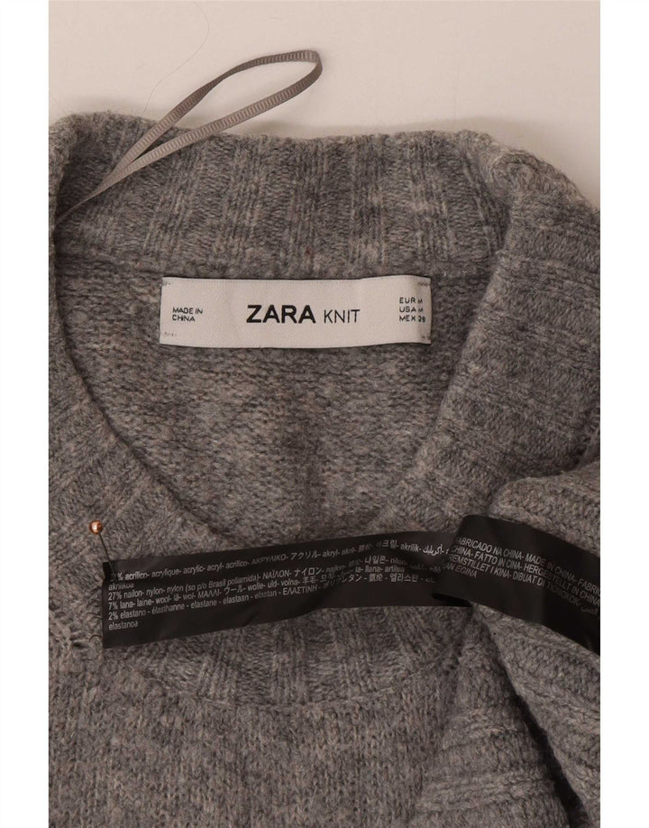Женский свободный джемпер с круглым вырезом Zara UK 14, средний серый акрил