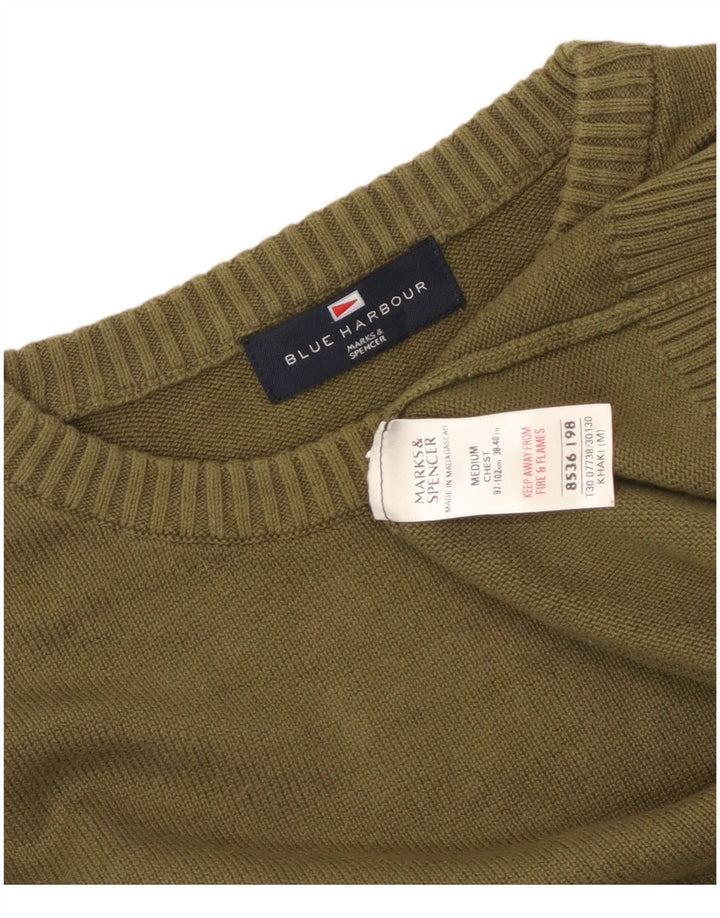Мужской джемпер с круглым вырезом Marks & Spencer Blue Harbour, средний хаки