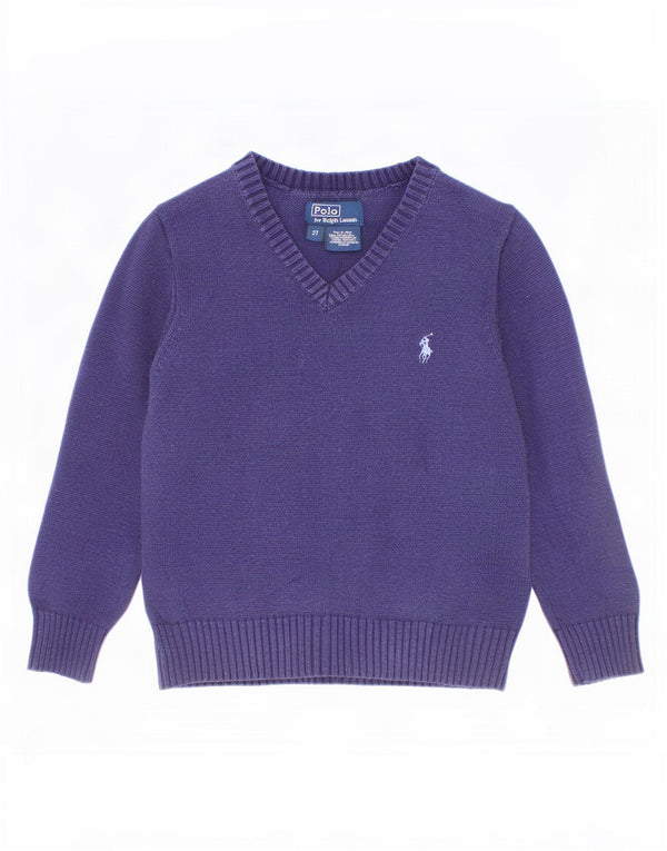 Джемпер с v-образным вырезом Polo Ralph Lauren для маленьких мальчиков 18–24 месяцев, темно-синий