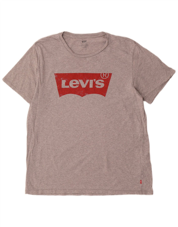 Мужская футболка с рисунком Levi's, топ XL, серый хлопок