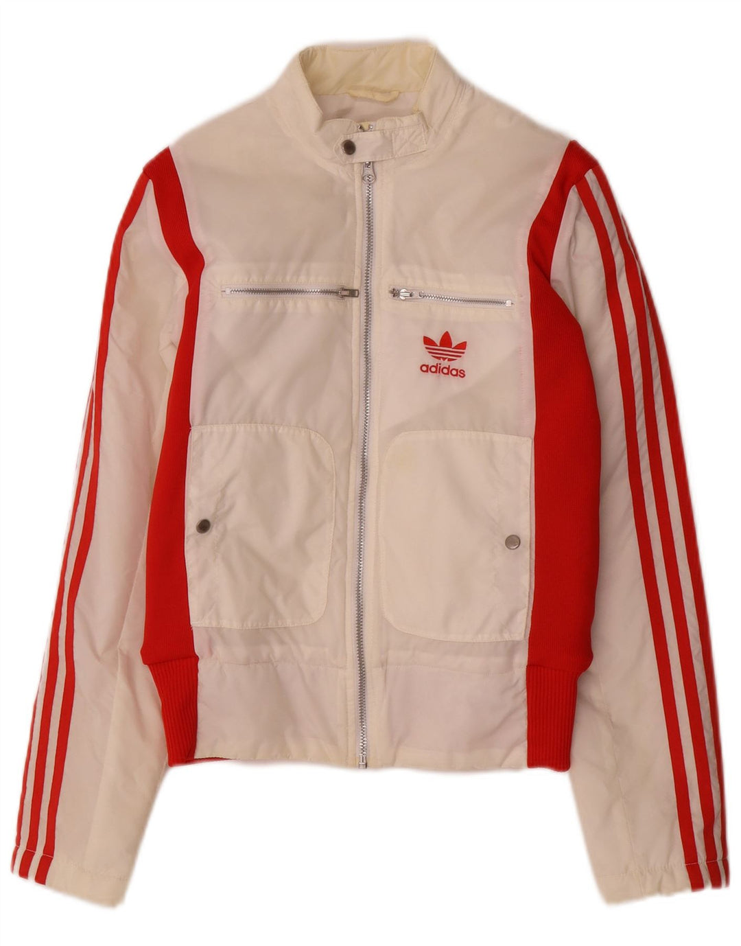 Женский бомбер Adidas UK 8, маленький белый полиэстер с цветными блоками