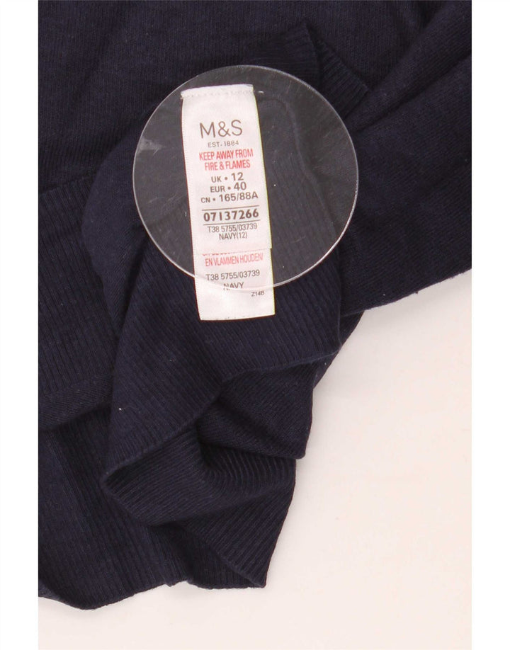 Женская блузка с коротким рукавом Marks & Spencer UK 12, средний темно-синий