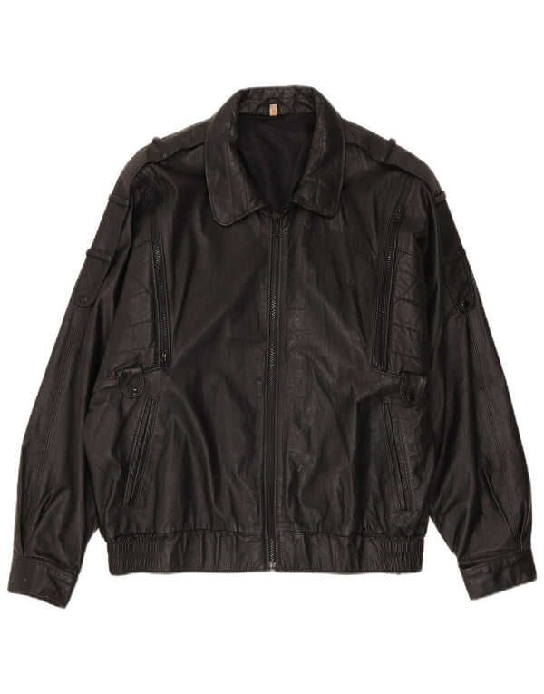 Винтажная мужская кожаная куртка ко Дню святого Валентина, черная кожа, Великобритания 42 XL