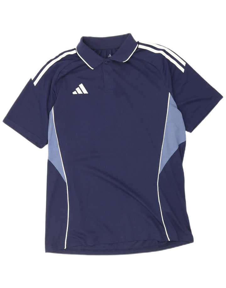 Мужская рубашка поло Adidas Regular Fit среднего размера, темно-синяя, полиэстер с цветными блоками