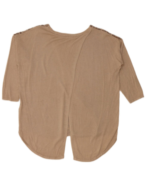 Женский джемпер Oasis с рукавом 3/4 с вырезом «лодочка», Великобритания, 10, маленький, бежевый