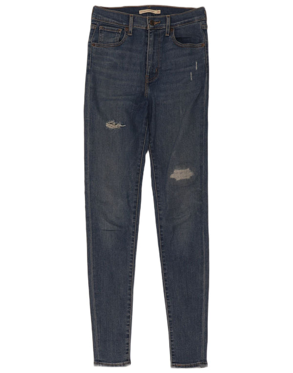 Женские потертые суперскинни Levi's Mile High W26 L32, синие хлопковые