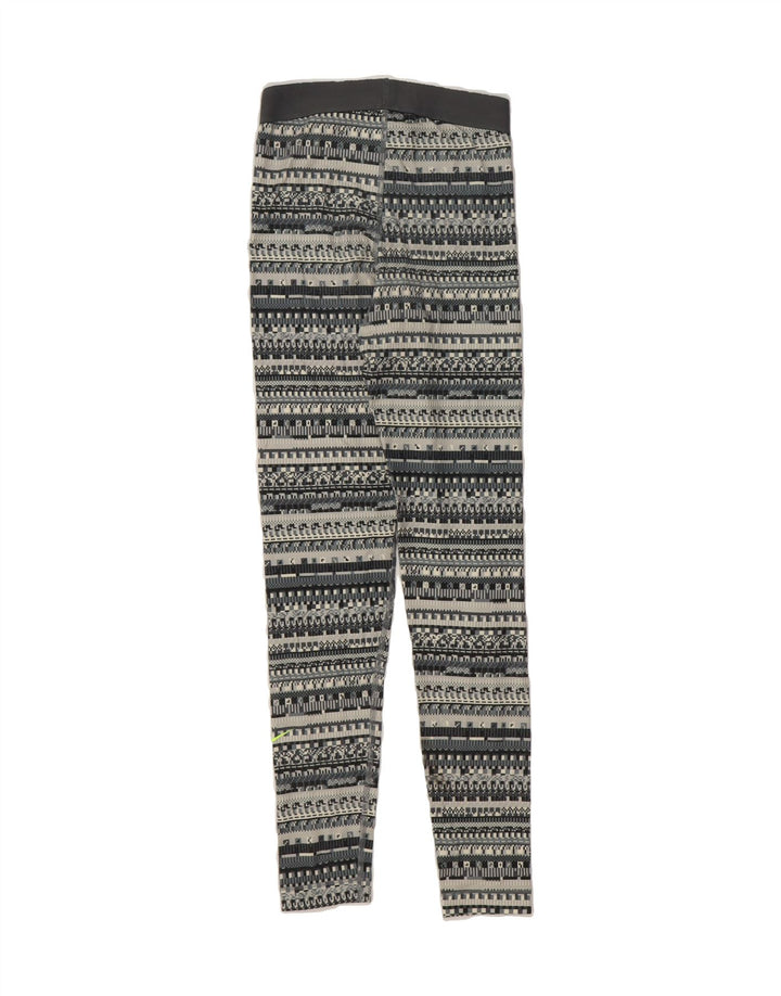 NIKE Womens Dri Fit Graphic Leggings UK 6 XS  Grey Geometric Polyester Vintage Nike and Second-Hand Nike from Messina Hembry 