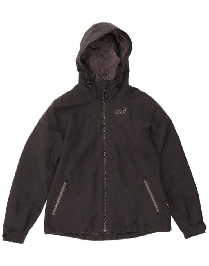 Женская ветровка с капюшоном Jack Wolfskin UK 16, большая черная полиэстер