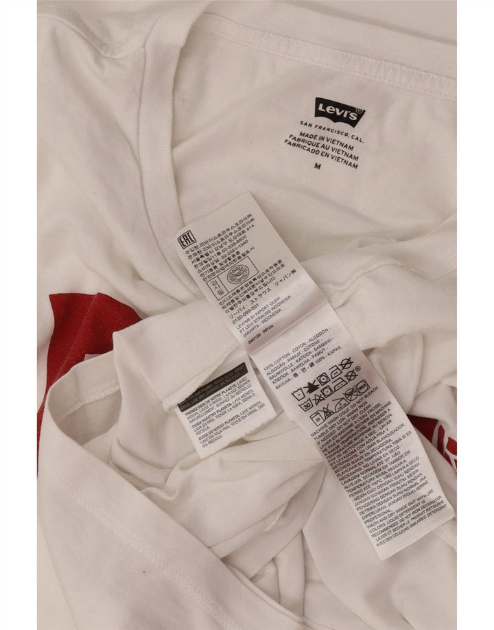 Мужская футболка с рисунком Levi's, топ среднего размера, белый хлопок, хлопок