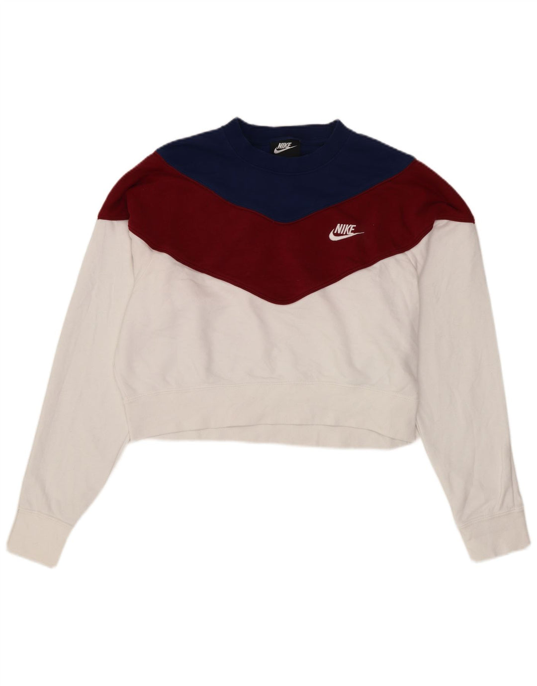 Женский укороченный свитер Nike UK 14, средний белый цвет, хлопок с цветными блоками