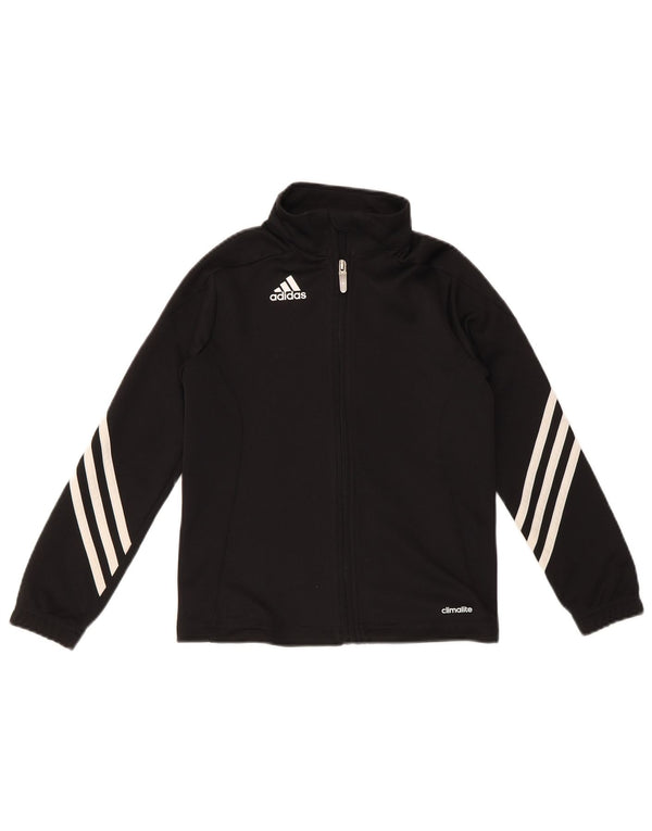 Adidas Boys Regular Fit Tracksuit Top Jacket 7-8 Years Black Sports