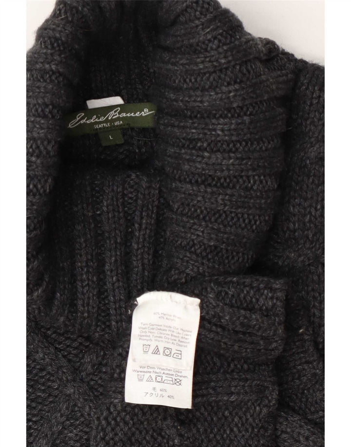 Женский джемпер с высоким воротником Eddie Bauer, Великобритания, 16, большой, серый, шерстяной
