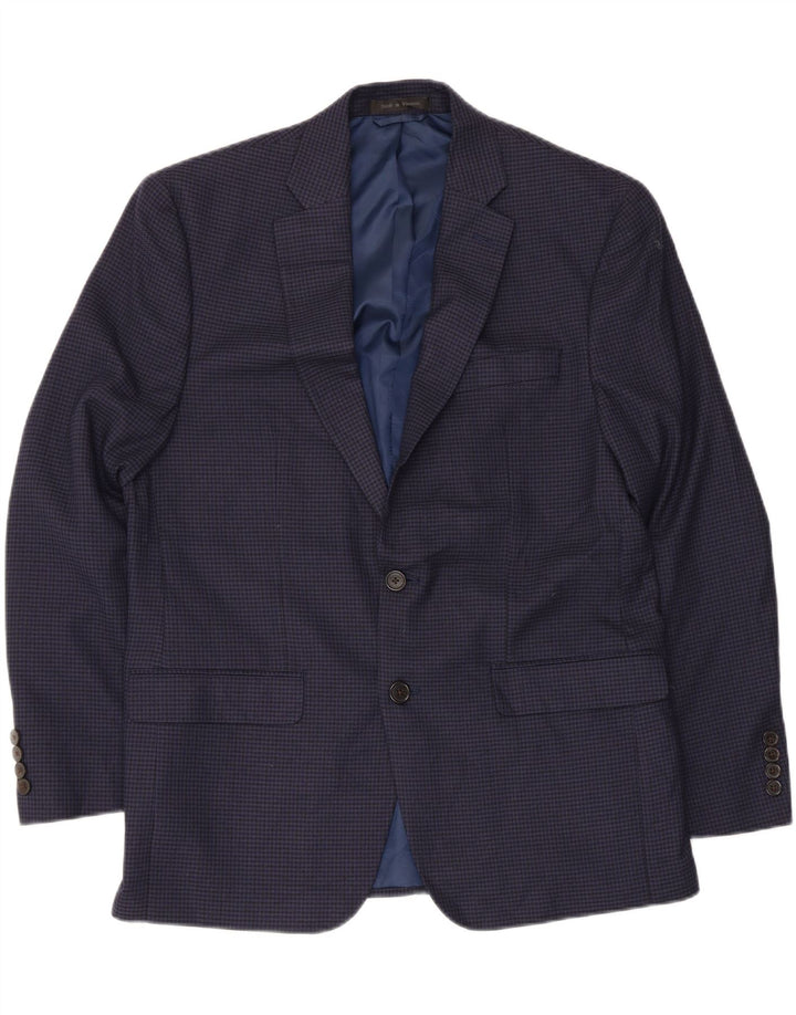 Мужской пиджак Chaps с 2 пуговицами UK 40, средний темно-синий с узором «гусиные лапки»