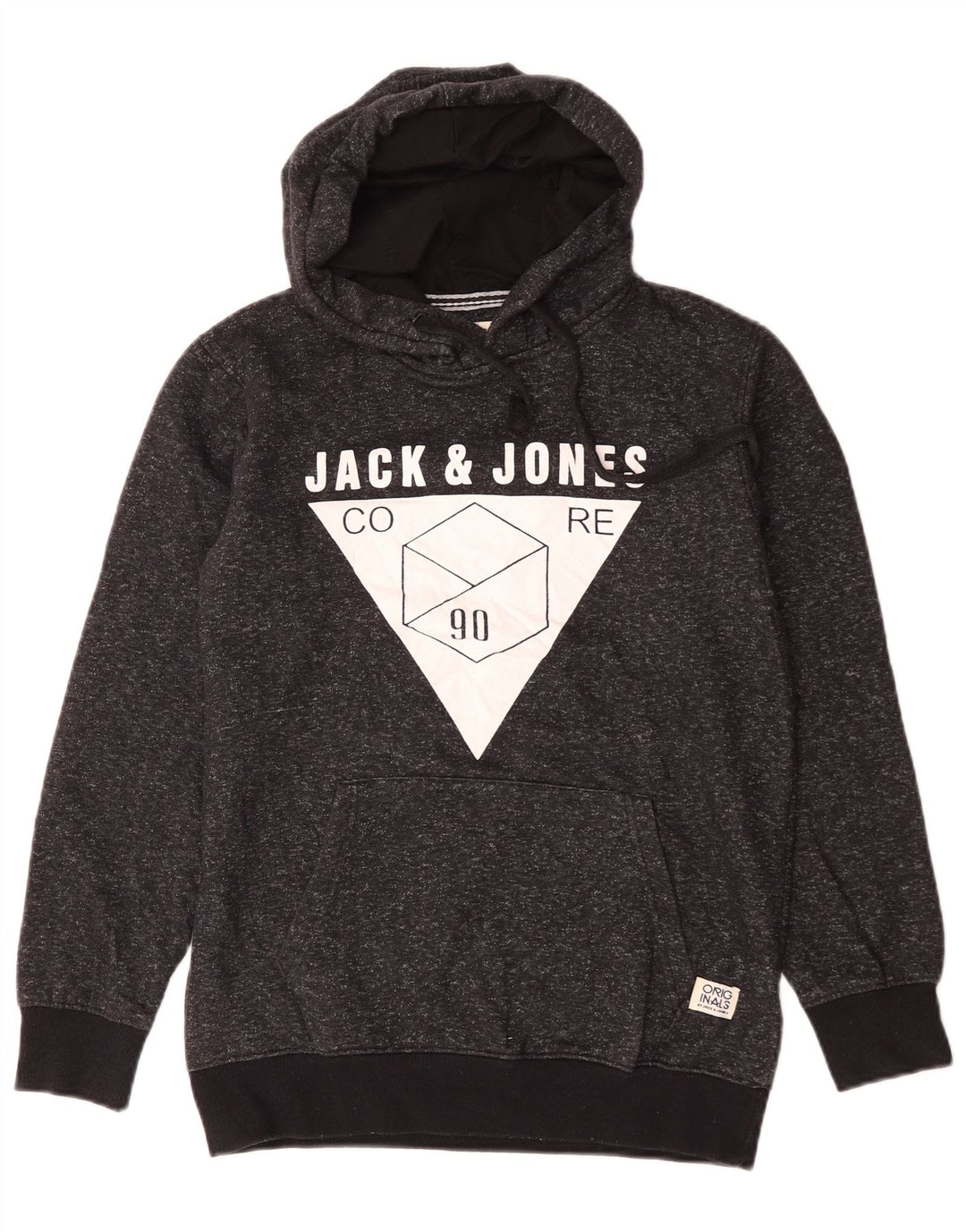 Мужской джемпер с капюшоном Jack & Jones с рисунком, средний, черный, в крапинку