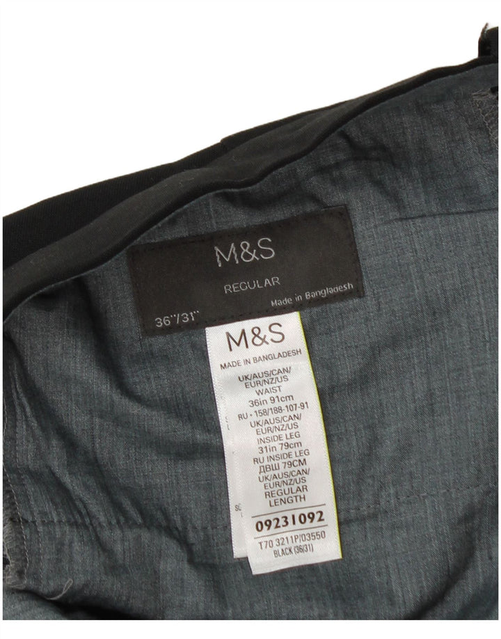 Мужские прямые классические брюки Marks & Spencer W36 L31, черный полиэстер