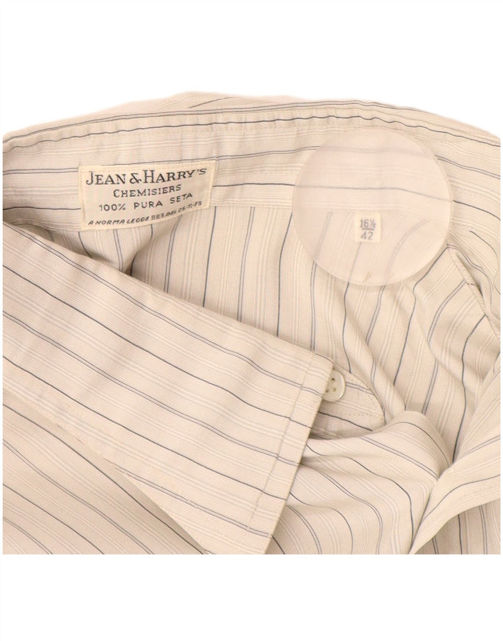 Винтажная мужская рубашка, размер 42, 16, 1/2, большая серая шелковая полоска