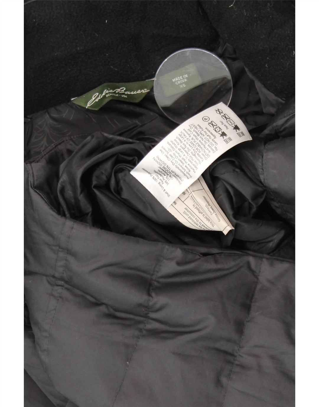 EDDIE BAUER Женское длинное стеганое пальто с капюшоном UK 6 XS, черный полиэстер