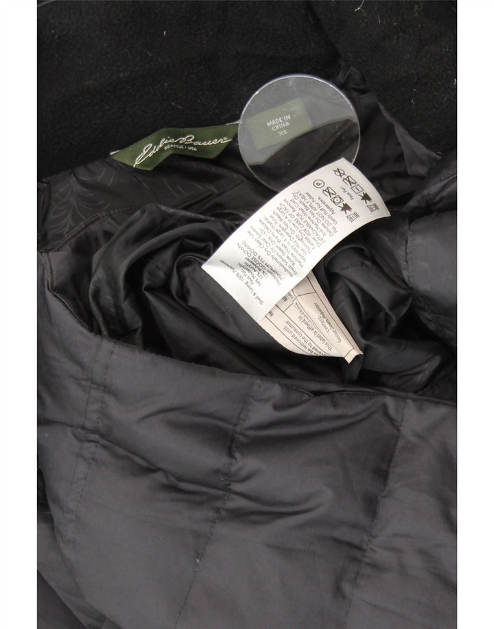 EDDIE BAUER Женское длинное стеганое пальто с капюшоном UK 6 XS, черный полиэстер