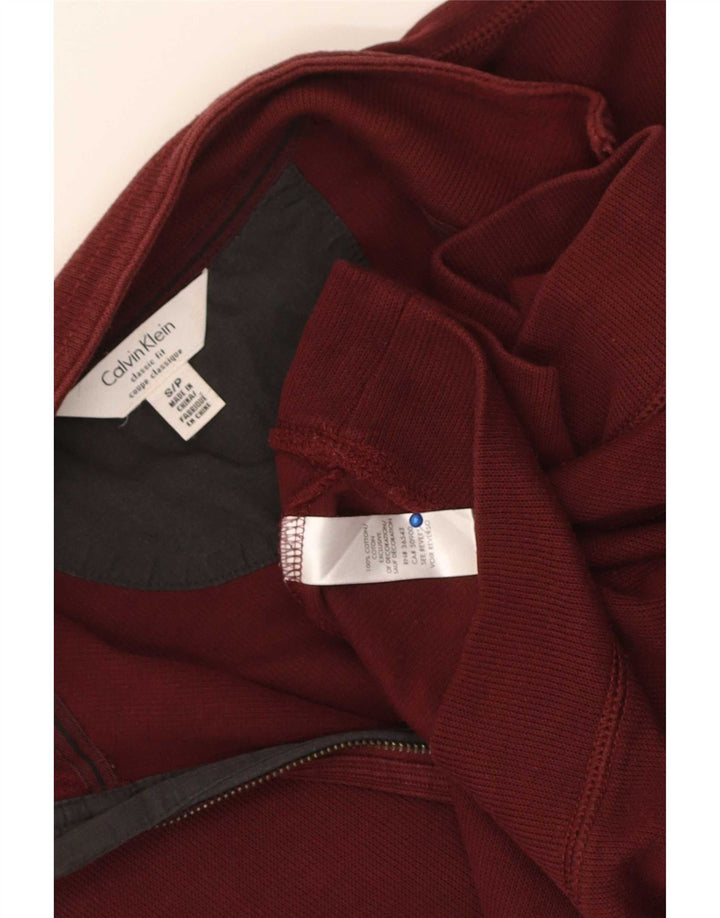 Мужской свитшот с воротником на молнии Calvin Klein, маленький бордовый хлопковый джемпер