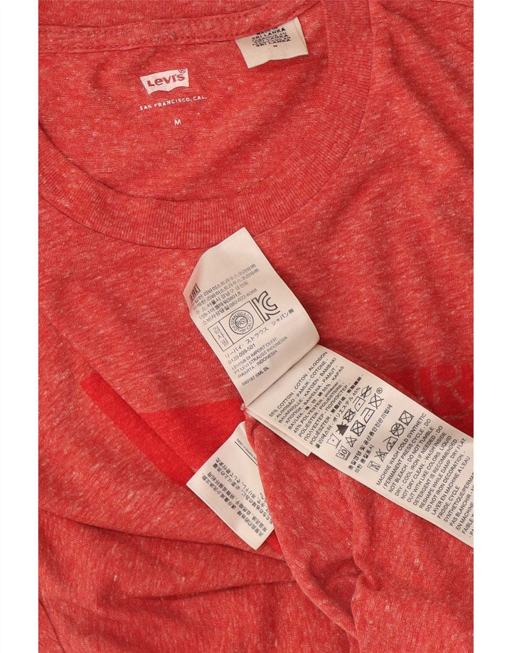 Мужская футболка с рисунком Levi's, хлопковый топ среднего красного цвета