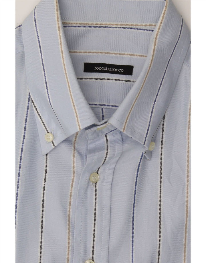 ROCCOBAROCCO Mens Shirt Size 17 44 XL Blue Striped Cotton Vintage Roccobarocco and Second-Hand Roccobarocco from Messina Hembry 