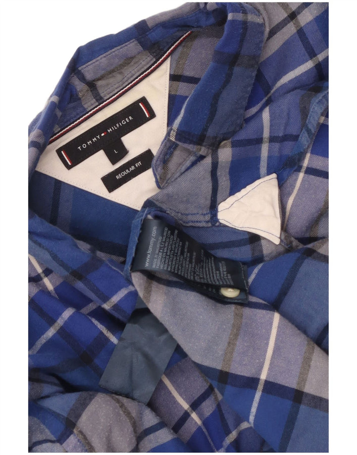 Мужская рубашка стандартного кроя Tommy Hilfiger, большая синяя клетка в клетку, хлопковая