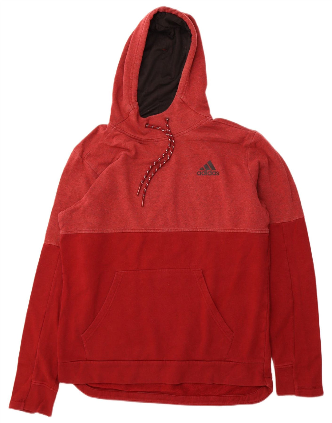 ADIDAS Mens Hoodie Jumper Medium Red Flecked Cotton