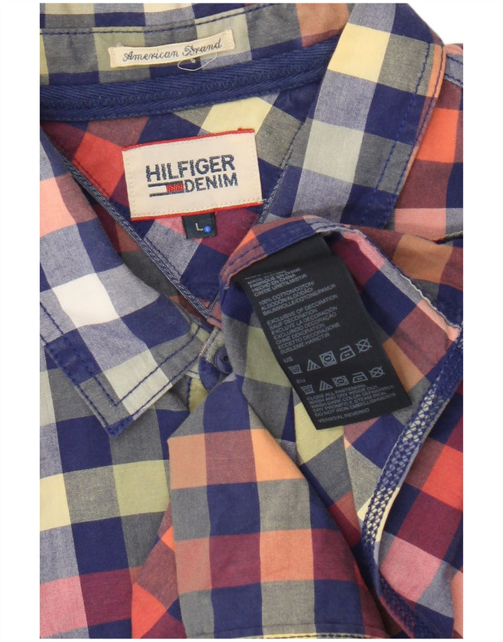 Мужская рубашка с коротким рукавом Tommy Hilfiger, большая разноцветная клетка, хлопок