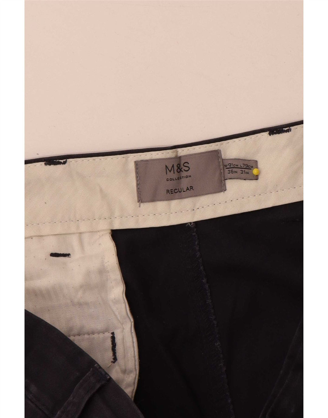 Мужские брюки-чиносы Marks & Spencer стандартного размера W36 L31 темно-синие, хлопковые