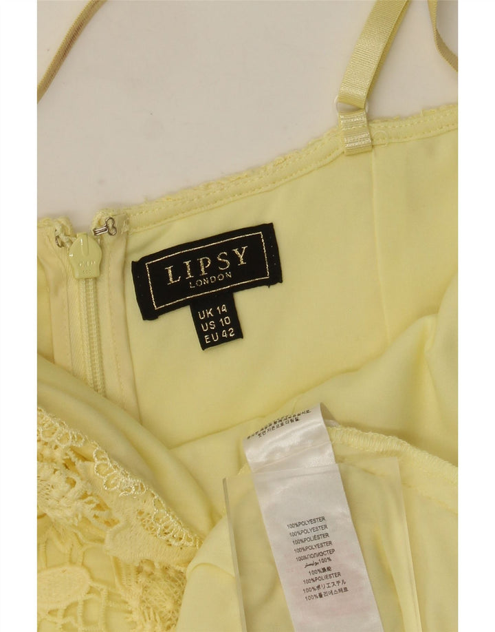 Женский кружевной сарафан Lipsy UK 14, средний желтый цветочный полиэстер