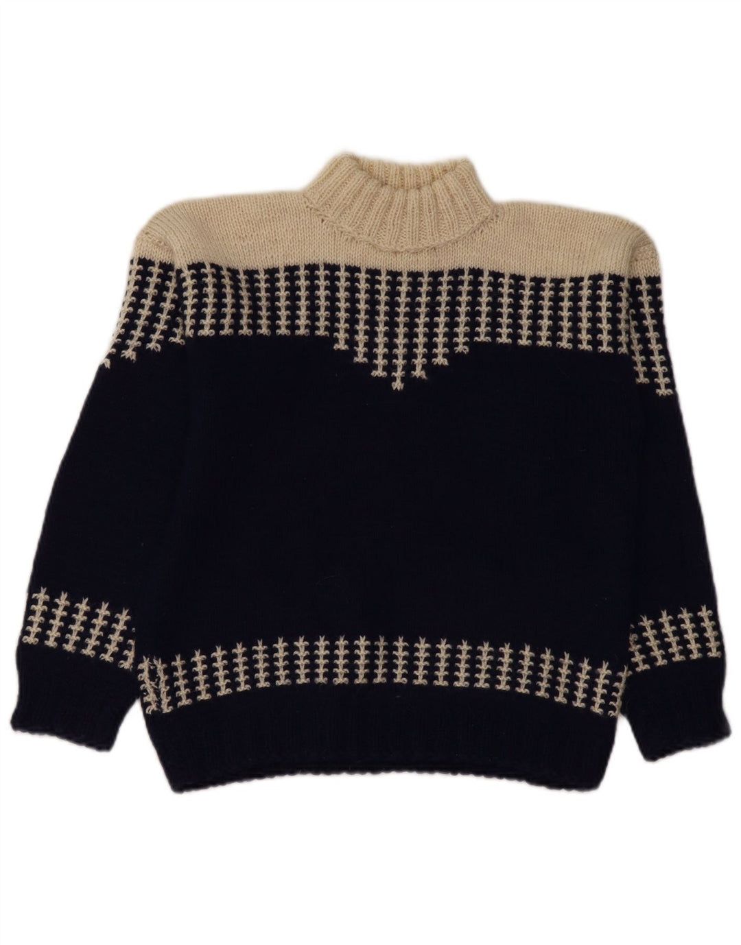 ВИНТАЖНЫЙ женский джемпер с высоким воротником, Великобритания 14, средний темно-синий