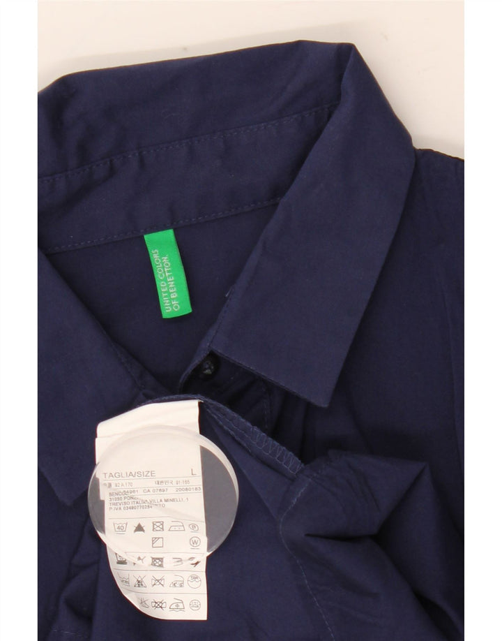 Женская рубашка-пуловер Benetton UK 16, большой размер, темно-синий, хлопок