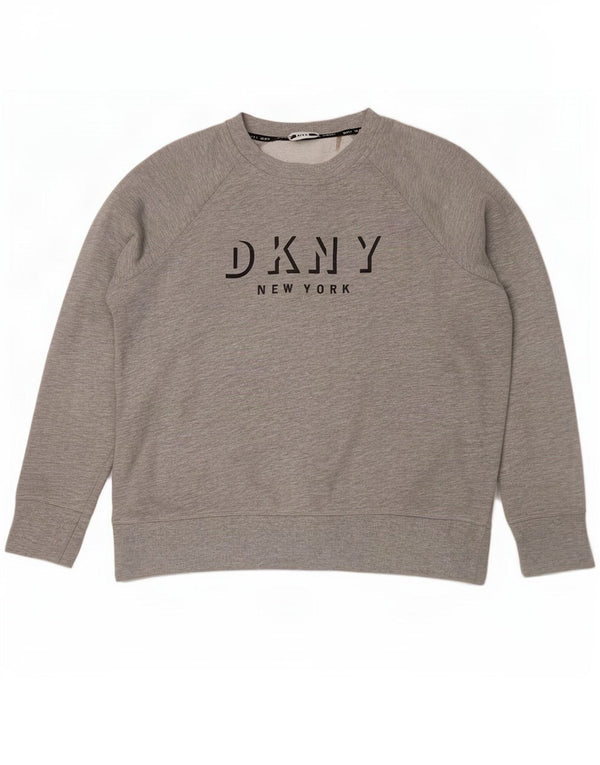 Женский свитер с рисунком Dkny, хлопковый джемпер UK 14, средний серый цвет