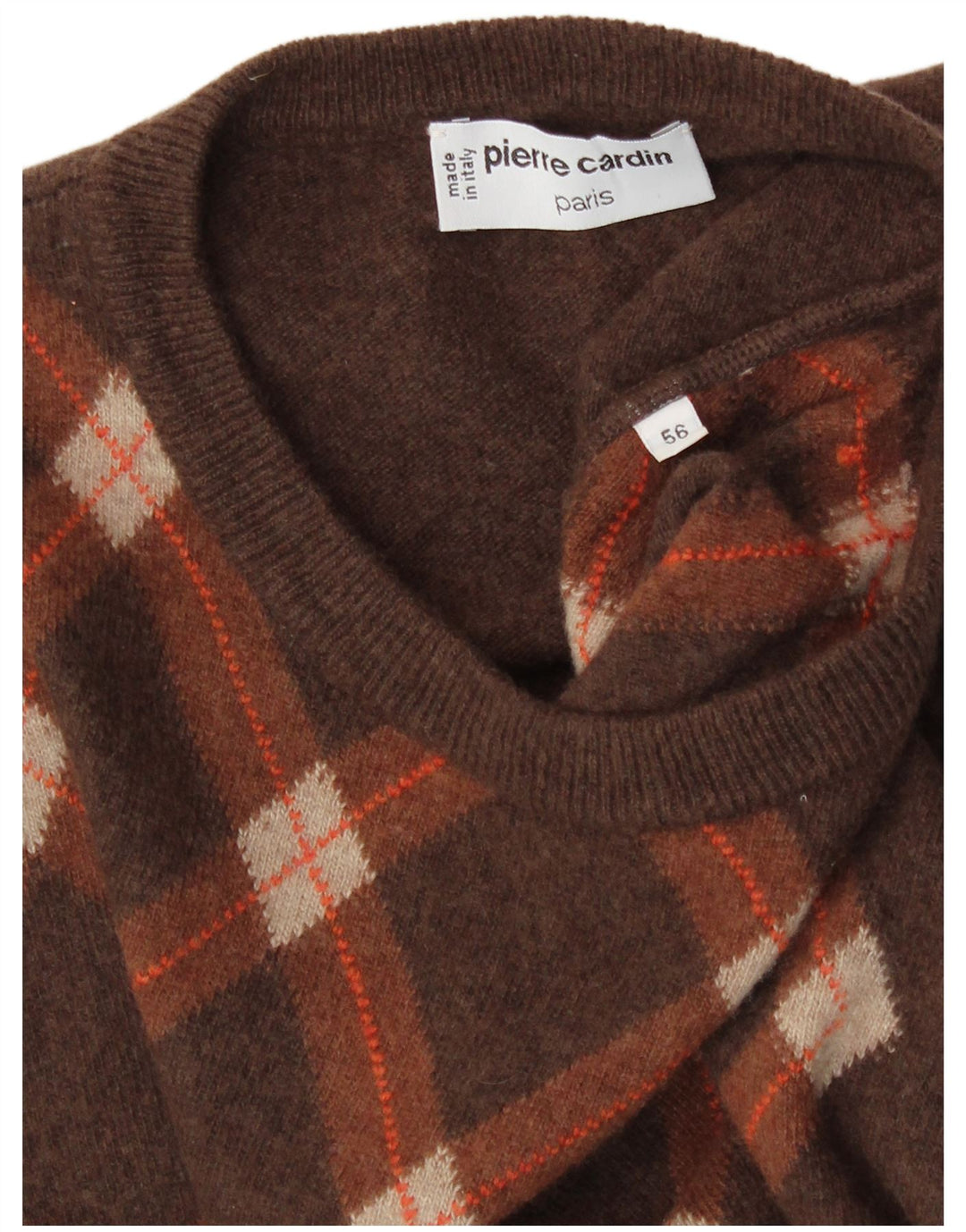 Мужской джемпер с вырезом лодочкой Pierre Cardin IT 56 2XL Коричневый Argyle/Diamond