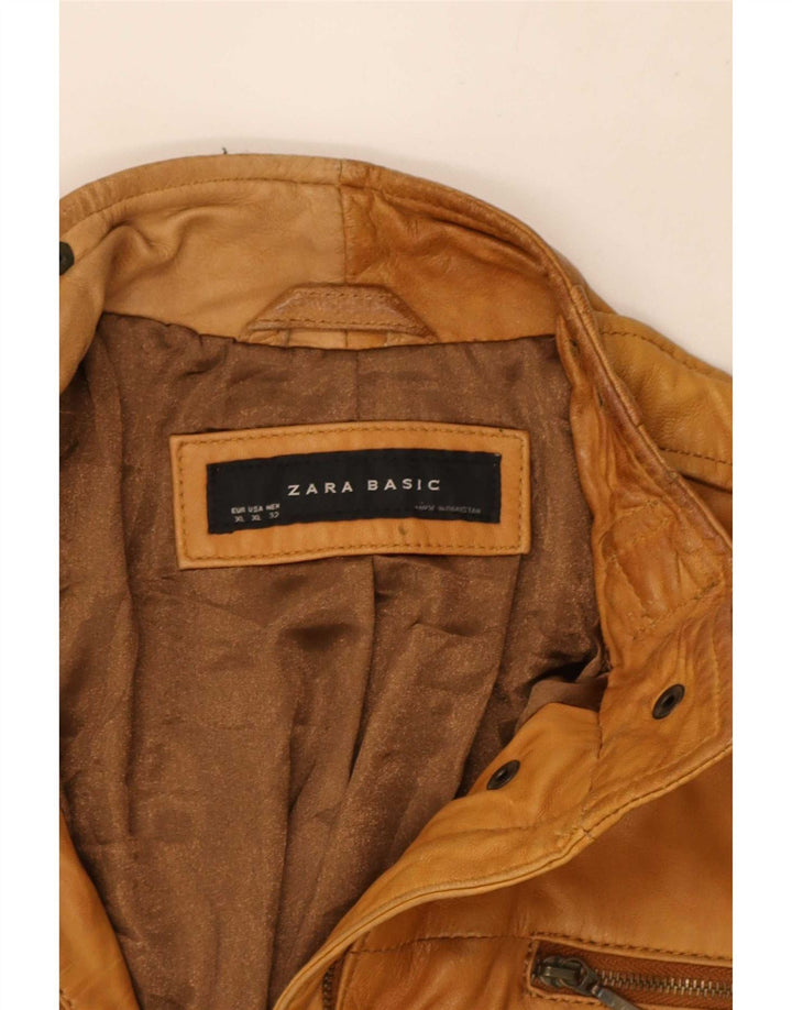 Женская кожаная куртка Zara UK 18 XL Бежевая